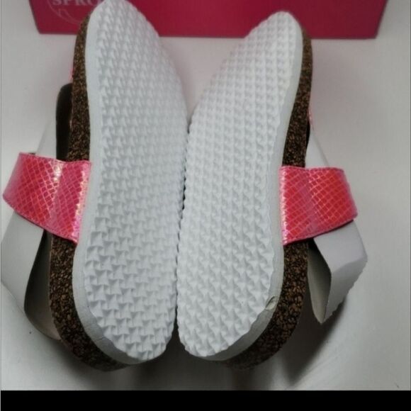 NEW 3 SPROX PINK IRRIDESCENT THONG TSTRAP FRISCO CORK BIRKENSTOCK STYLE SANDALS - Picture 5 of 8
